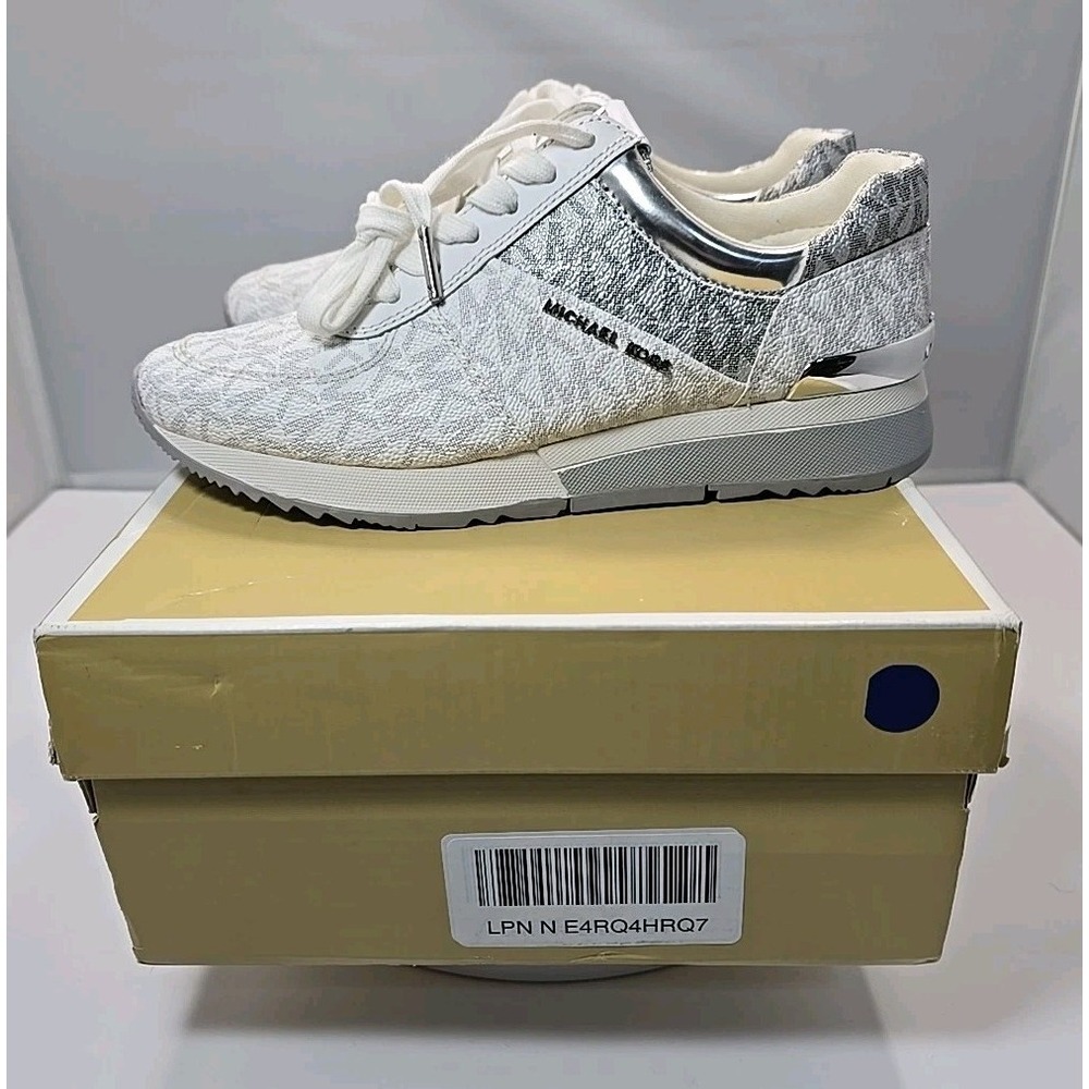 WOMEN'S SIZE 5.5M Michael Kors Allie Trainer Sneakers Mini MK Logo Bright White